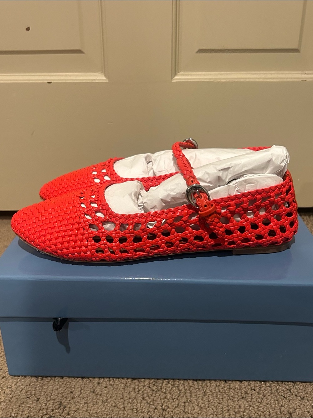 NWT Staud Nell Mary Jane Flats | Wild Poppy - Picture 9 of 12